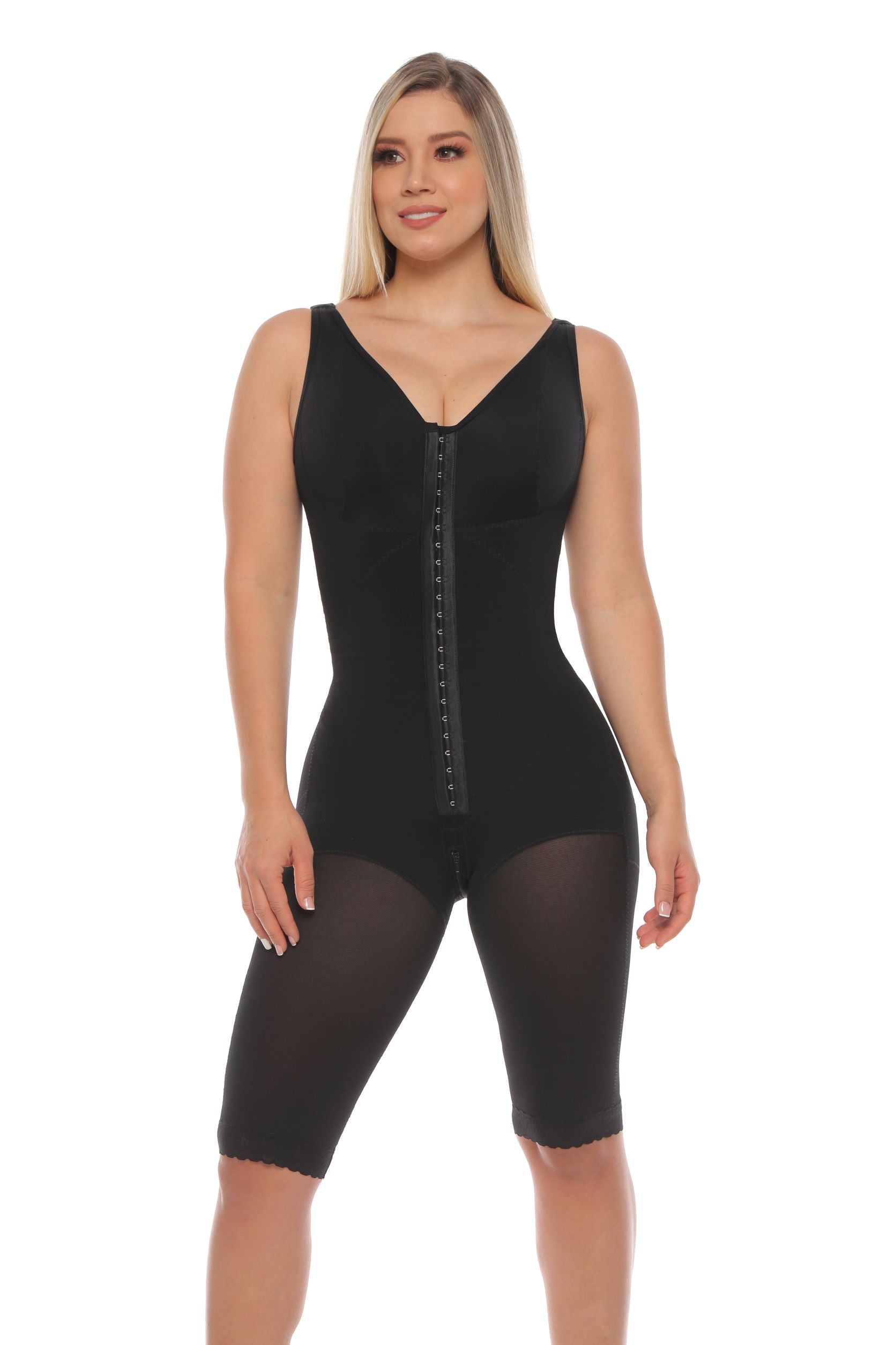 Shapewear Knee Length Tummy Control Bra 2 Hooks 7029L Bcurved - BCURVED