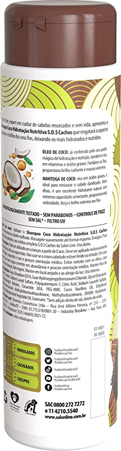 Linha Tratamento (SOS Cachos) Salon Line - Shampoo Coco 300 Ml - (Salon Line Treatment (SOS Curls) Collection - Coconut Shampoo 10.14 Fl Oz) - BCURVED