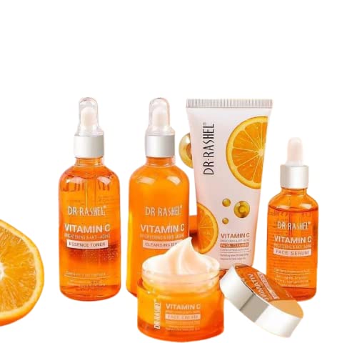 Dr Rashel Vitamin C Skin Care Series , Contains Hyaluronic Acid, Anti Aging and Collagen Essence ( Pack Of 5 Piece Set ) - BCURVED