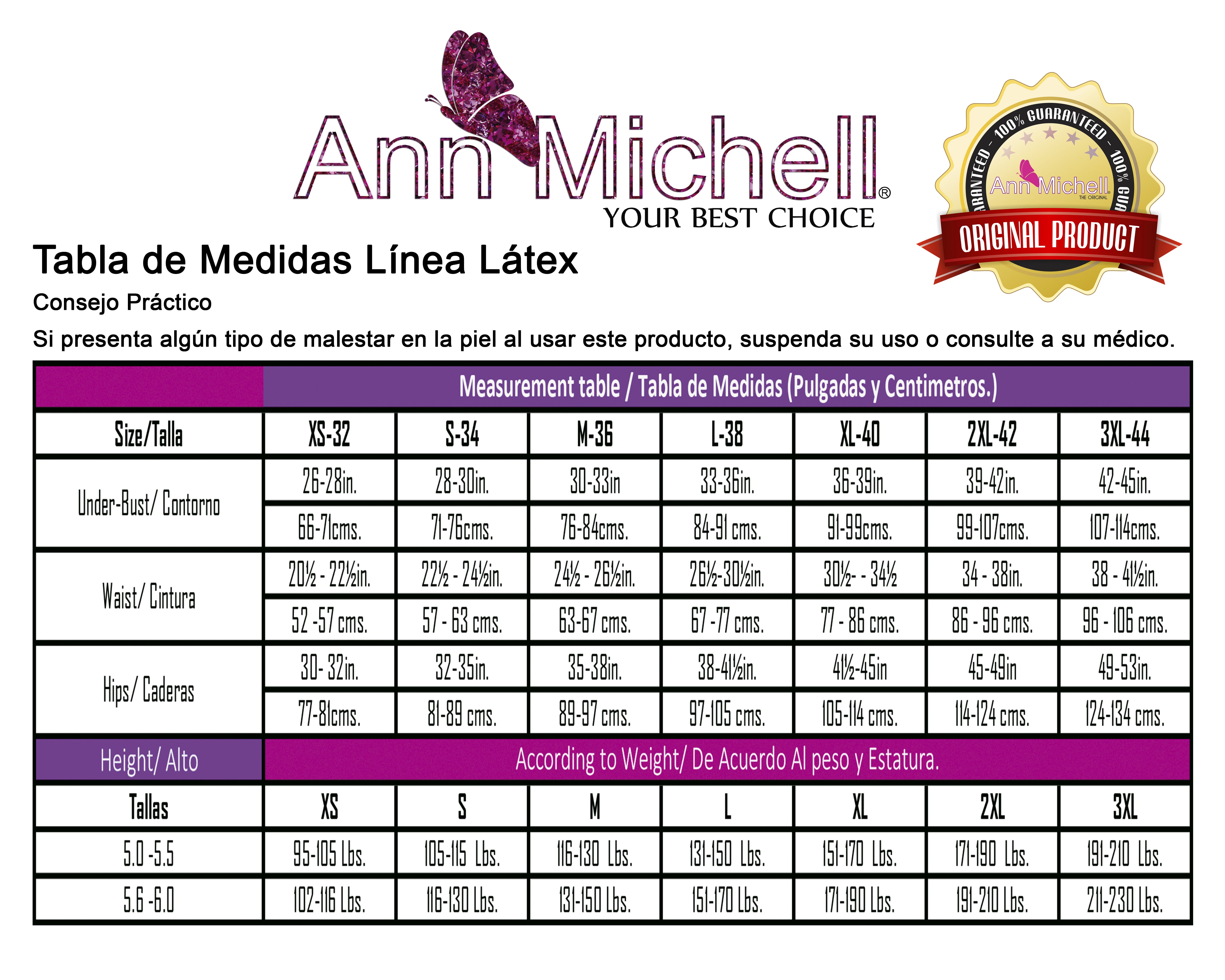 Ann Michell FAJA COLOMBIANA ANN MICHEL 2023 FAJA DEPORTIVA DE LATEX 3 HOOKS  CURVAS PERFECTAS